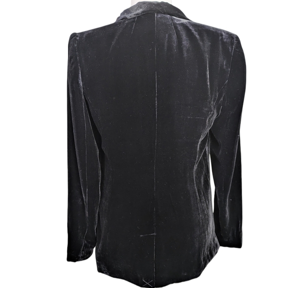 FRAME Denim Velvet Tie Jacket Black Silk Blend Blazer Size 8 EUC $660   F321 - Picture 9 of 12